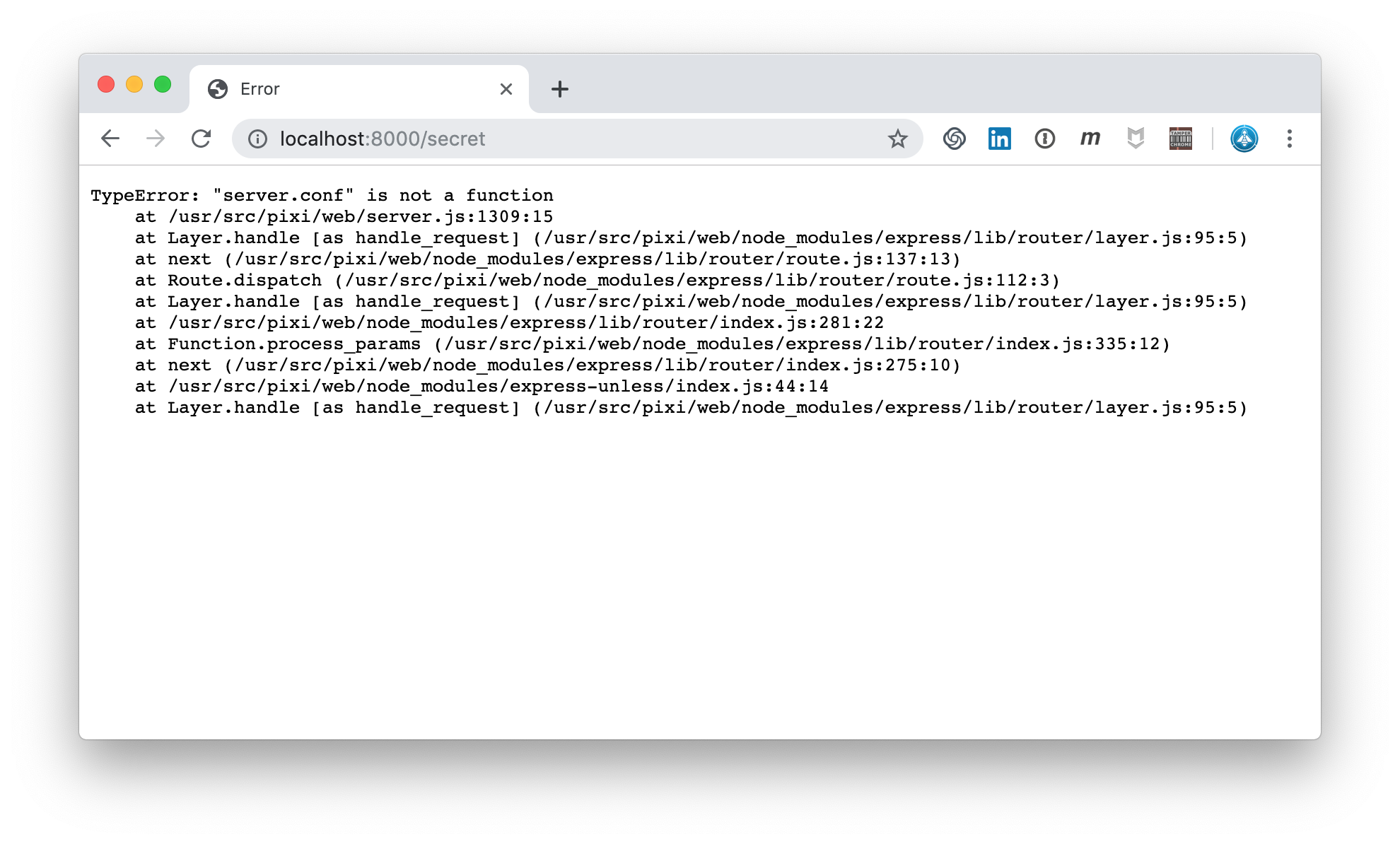 Verbose Errors in Secret Page